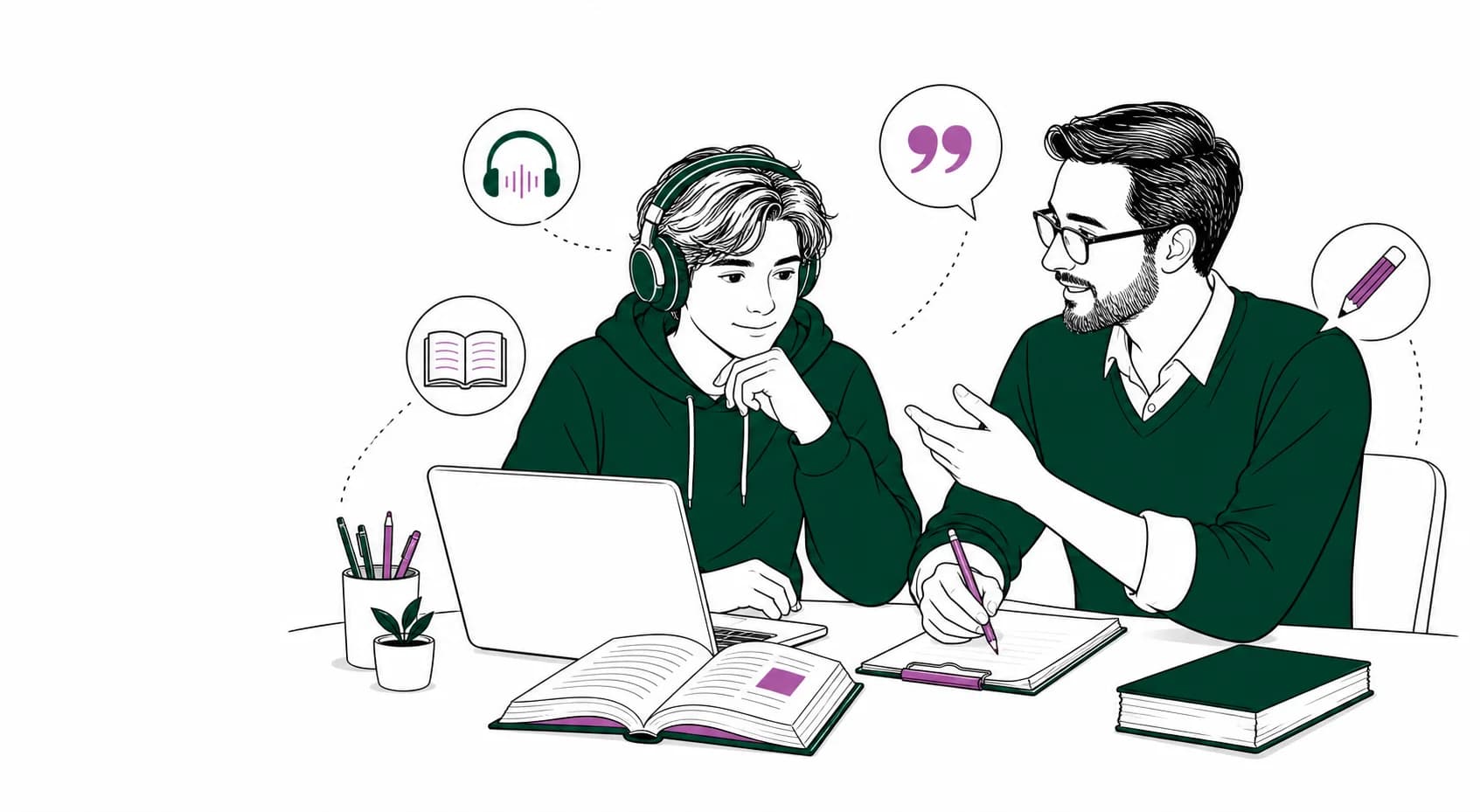 A student and educator preparing for IELTS listening, reading, writing and speaking