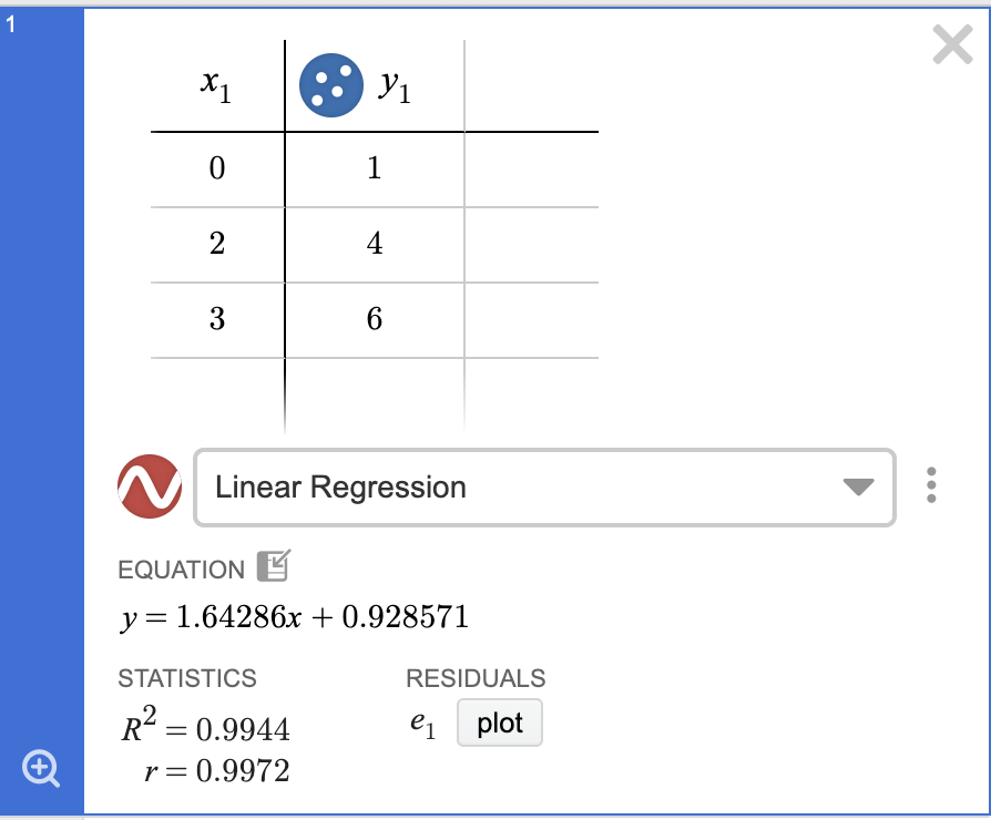 Select linear regression from drop down menu