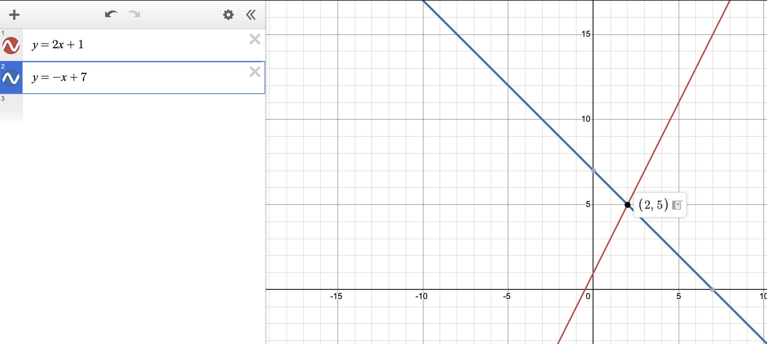 Solving a System of Two Linear Equations on Desmos