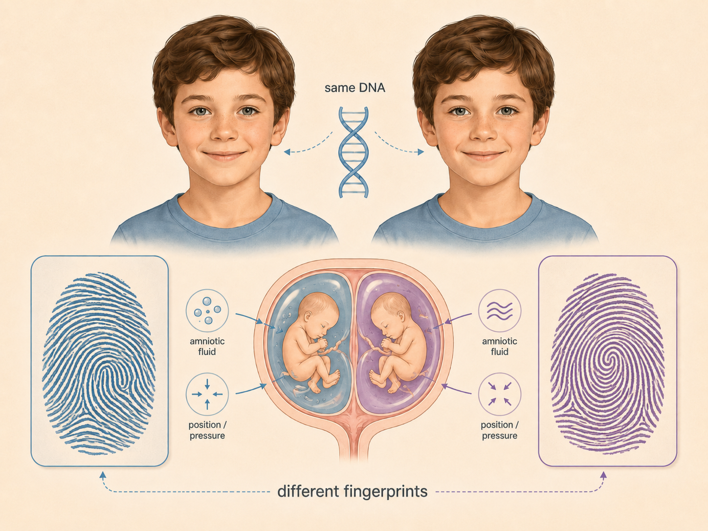 Why identical twins have different fingerprints